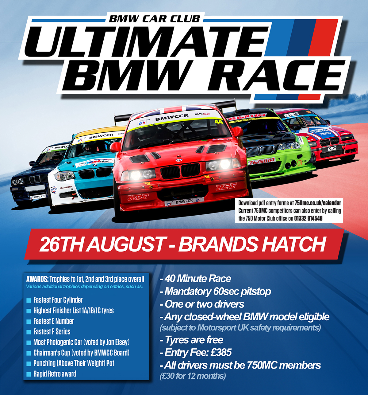 Illustration Car Poster for the BMW Motor Racing Day at Brands Hatch